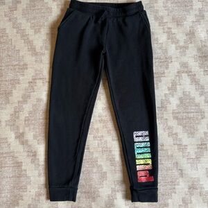 Puma Kids Black Joggers with Multicolor Logo size 10/12